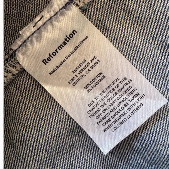Reformation Nikki Bustier Mini Denim Dress Women’s Size 4 – Like New - Picture 3 of 9